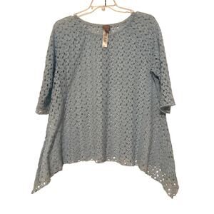 Chico's Crochet/Lace Light Blue Tunic, Size 3